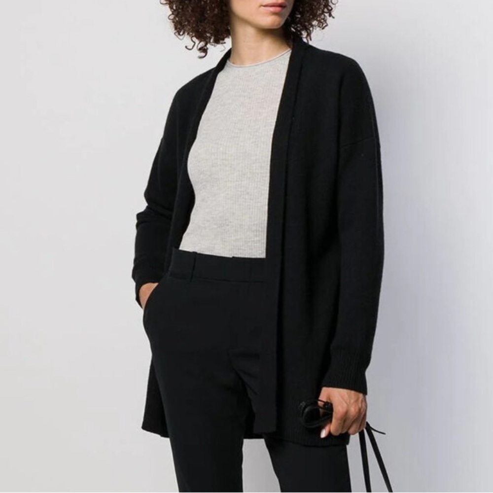 VINCE LONG LINE THICK COTTON KNIT RIBBED OPEN CARDIGAN SIZE SMALL